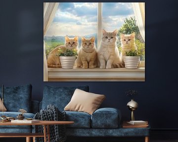 cat looks through window by Egon Zitter