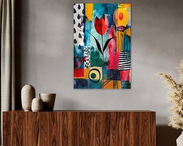 Abstracte tulpenkunst met regenmotief van Art & Soul Creations