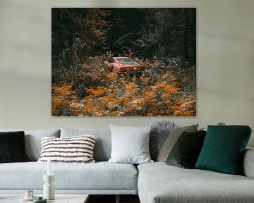 Gone Glory - Old Sports Car with Flowers and Bushes