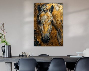 Golden Glory - Portrait abstrait de cheval sur Eva Lee