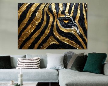 Golden Gloss - Abstract zebra eye by Eva Lee