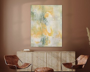 Abstract schilderwerk in geel, groen en beige kleuren van Imaginative