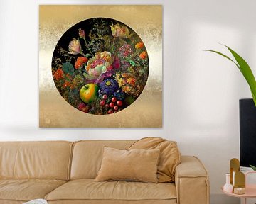 Bouquet victorien aquarelle Rond-lumière or sur Studio Pieternel