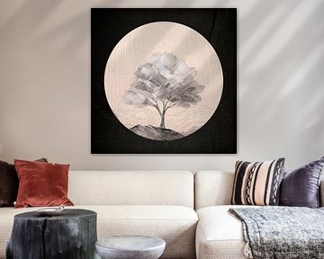 Mixed Media Art - Sereen Japans landschap - Rond