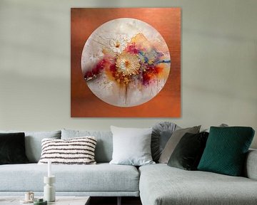 Abstract Rond - Bloemen - koperkleur van Studio Pieternel