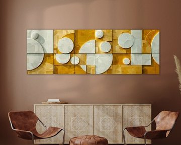 Elegant sjiek en uniek goud met wit panorama van Digitale Schilderijen