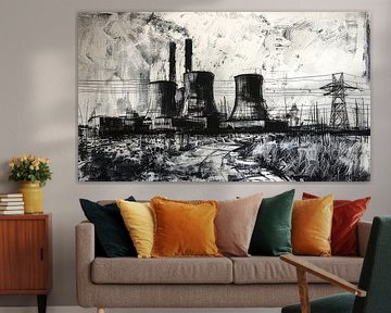 Elektriciteitscentrale in zwart-wit van Frank Heinz
