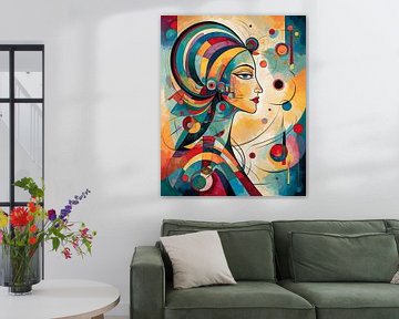 Abstracte vrouw in felle kleuren van Jan Bouma