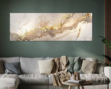 Beige met goud abstracte textuur kunst als panorama wanddecoratie van Digitale Schilderijen