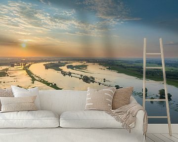 IJssel landschap tijdens zonsondergang van bovenaf gezien van Sjoerd van der Wal Fotografie