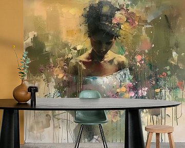 Frau und Blumen