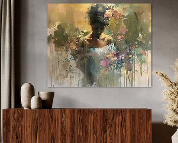 Vrouw en Bloemen van Blikvanger Schilderijen