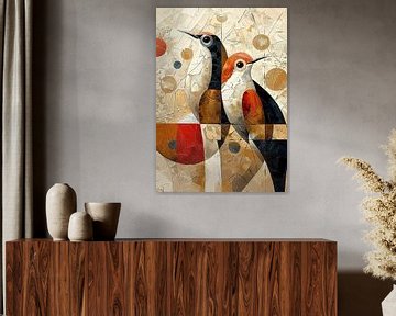 Vögel Kunst Malerei | Merry von Abstraktes Gemälde