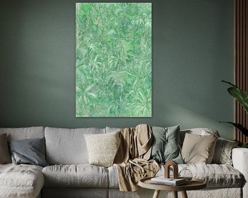 Realistisch schilderij van een groene bos