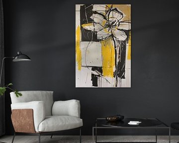 Abstract Tulip Art in Yellow and Black