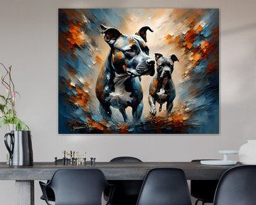 Hondenkunst - Amerikaanse Staffordshire Terrier 1 van Johannas Art Creations