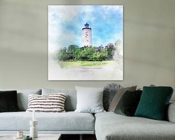 Aquarelafbeelding van de watertoren in Oostburg, Zeeuws-Vlaanderen van Danny de Klerk