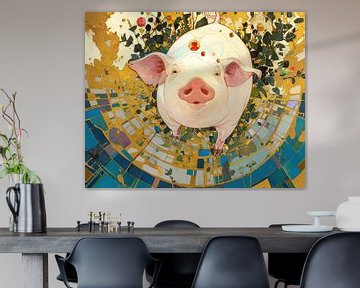 Varken Schilderij | Sky-High Pig Paradise van ARTEO Schilderijen