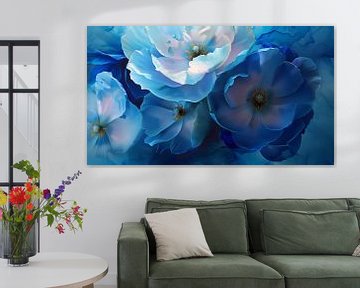 Azure Elegance Big Flowers by Apricot Blossom Design