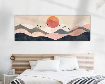 Zonsondergang in de woestijn - Minimalistische kunst van Poster Art Shop