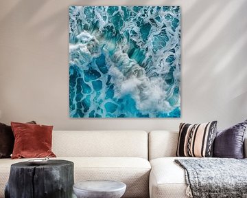 Oceaangolven in beweging - inspirerende natuurlijke kunst voor je kantoor van Poster Art Shop