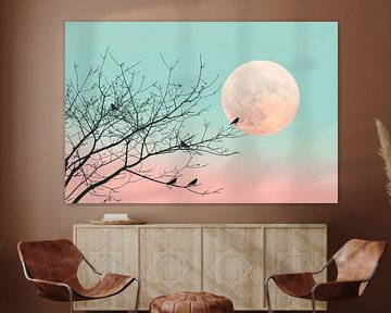 Moonrise over a barren landscape by Poster Art Shop