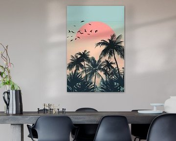 Tropische zonsondergang van Poster Art Shop