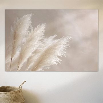 Pampas grass, beige tones, art, living room, nature, simple elegance, details, calming, harmonious, peaceful, decoration, timeless by Poster Art Shop