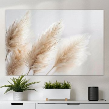 Pampasgras, beigetöne, Kunst, Wohnzimmer, Natur, schlichte Eleganz, Details, beruhigend, harmonisch, friedlich, Dekoration, zeitlos von Poster Art Shop