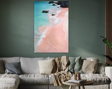Plage de sable rose vue du ciel sur Poster Art Shop