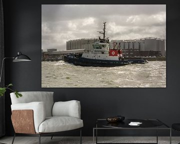 Sleepboot Furie varend in de haven van Rotterdam van scheepskijkerhavenfotografie