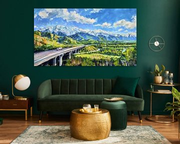 Road through a green landscape by Frank Heinz