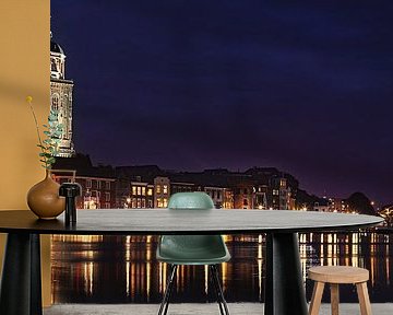 Deventer at Night, skyline with IJssel (panorama) by Jan Haitsma