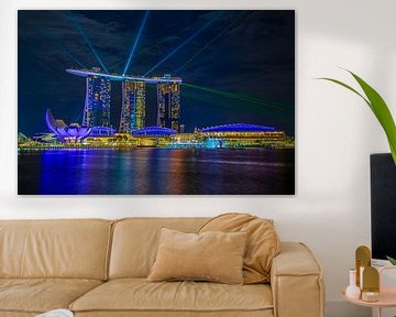 Marina Bay Skyline Singapore met lasershow van Tux Photography