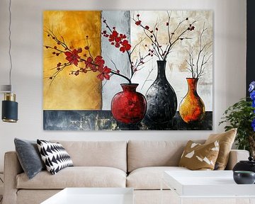 Stilleven Aardetinten | Emergent Crimson Whispers van Kunst Kriebels