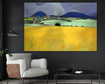 Landschap in van Gogh-stijl_landscape van Ton Kuijpers