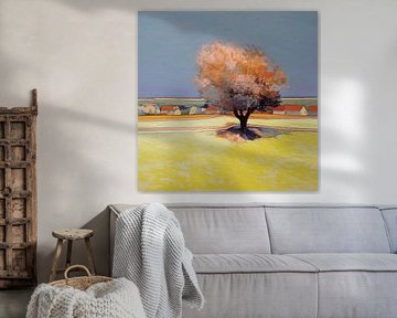Landschap met boom in van Gogh-stijl_vierkant van Ton Kuijpers