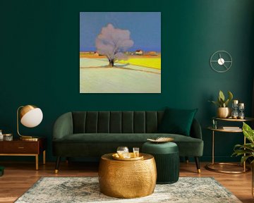 Landschap met boom in van Gogh-stijl_vierkant van Ton Kuijpers