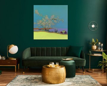 Landschap met boom in van Gogh-stijl_vierkant van Ton Kuijpers