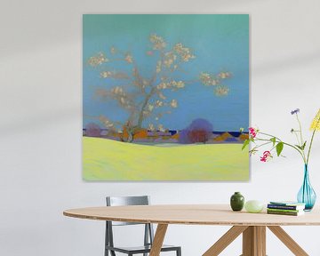 Landschap met boom in van Gogh-stijl_vierkant van Ton Kuijpers