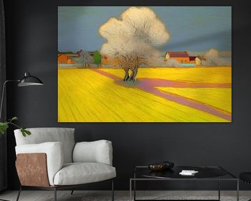 Landschap met boom in van Gogh-stijl_landscape van Ton Kuijpers