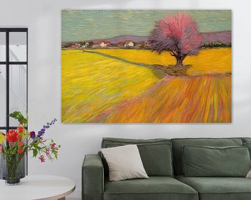 Landschap met boom in van Gogh-stijl_landscape van Ton Kuijpers