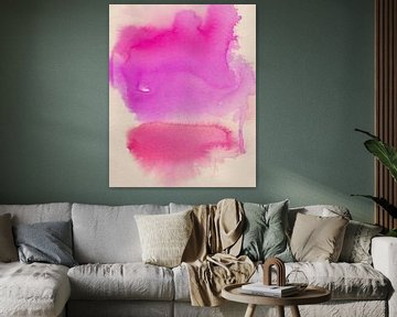 Abstract aquarel in paars en roze van Dina Dankers