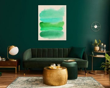 Abstracte kleurrijke aquarel in groene kleuren van Dina Dankers