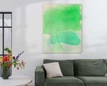 Abstracte kleurrijke aquarel in frisse groene kleuren van Dina Dankers