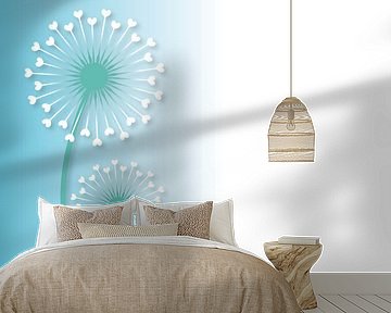 Tapete mit zwei Löwenzahn-Flockenbällen