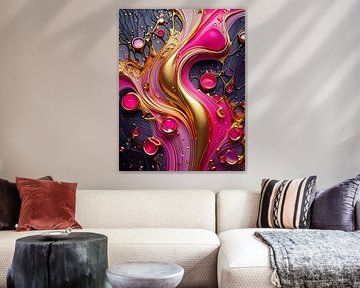 Gold and pink with pattern by Mustafa Kurnaz