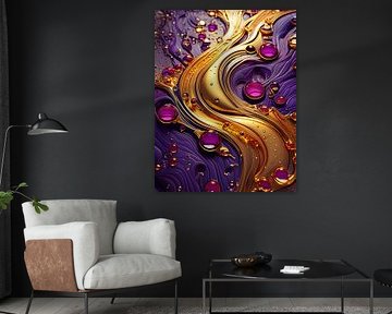 Gold and purple with pattern by Mustafa Kurnaz