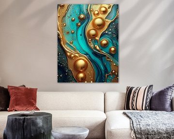 Gold and blue with pattern by Mustafa Kurnaz