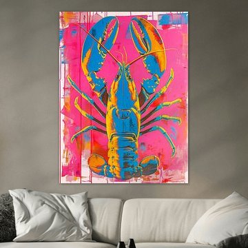 Pop art lobster with mixed media
